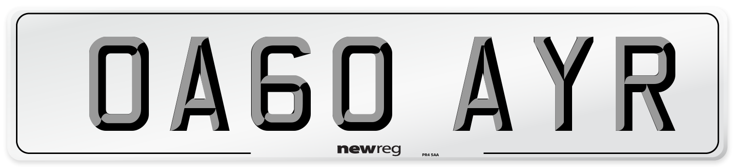 OA60 AYR Number Plate from New Reg
